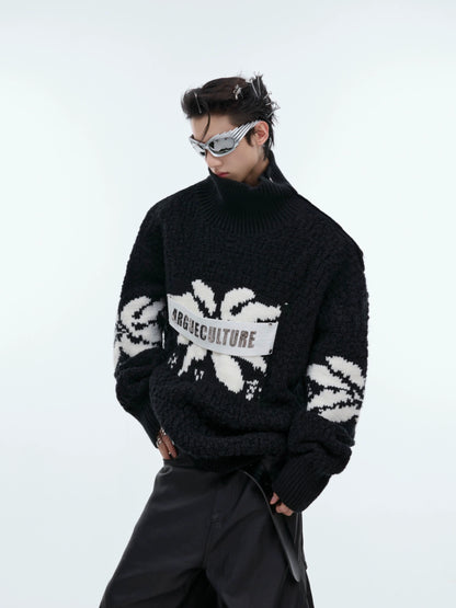 Oversize Heavyweight High Neck Knit Sweater WN7947