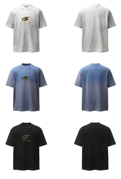 Studs Star Letter Short Sleeve T-Shirt WN26771