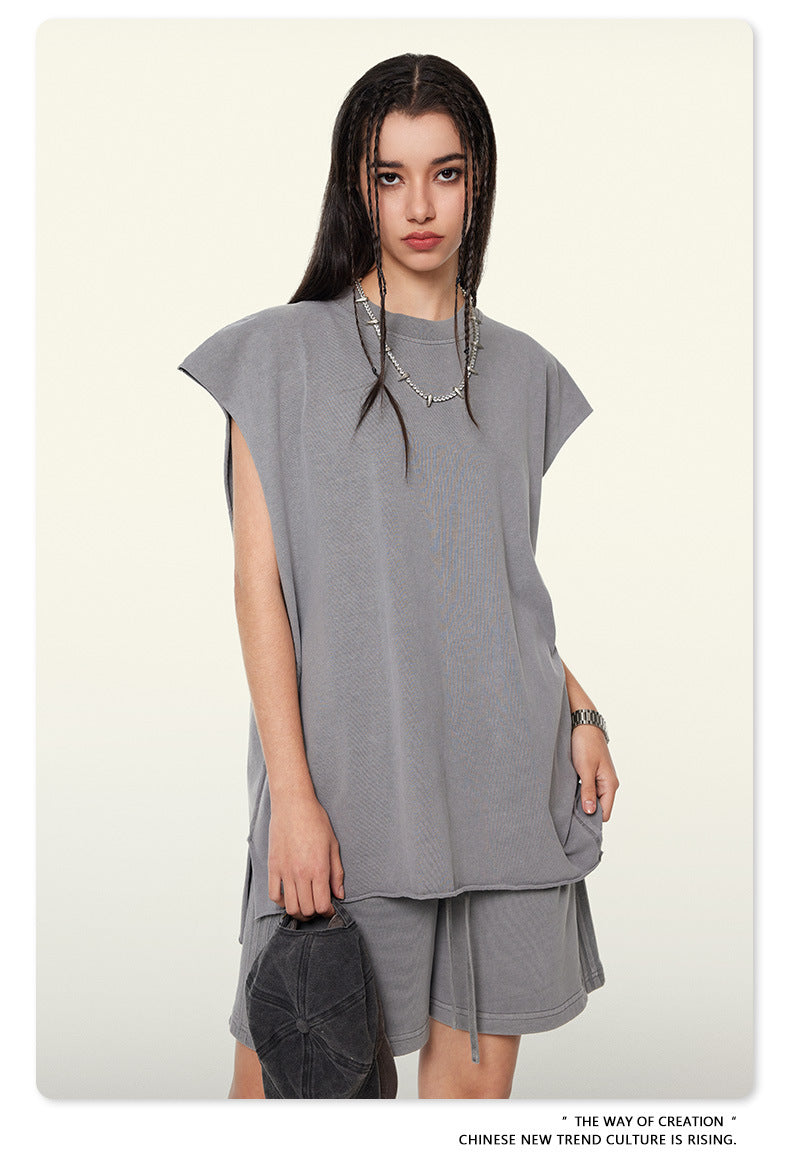 Washed Oversize Sleeveless T-Shirt WN6069