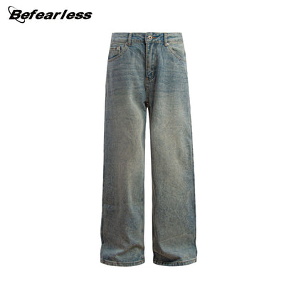 Washed Crinkle Wide Leg Denim Jeans WN26257