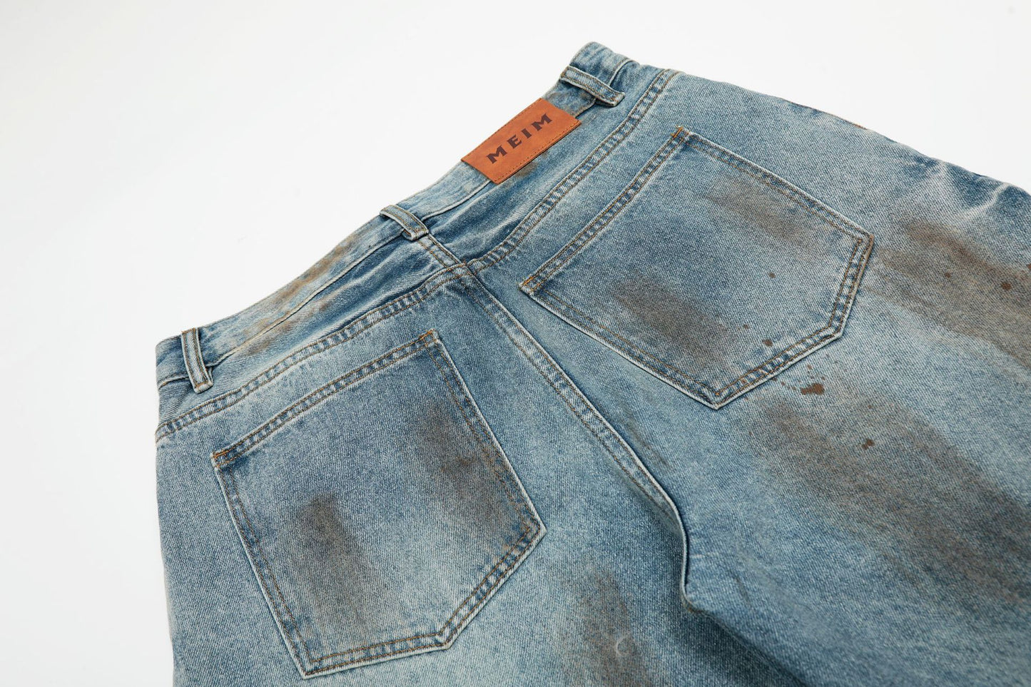 Washed Damage Barrel Denim Jeans WN26080