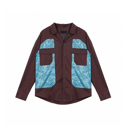 Colorblock Patchwork Long Sleeve Shirt WN18902