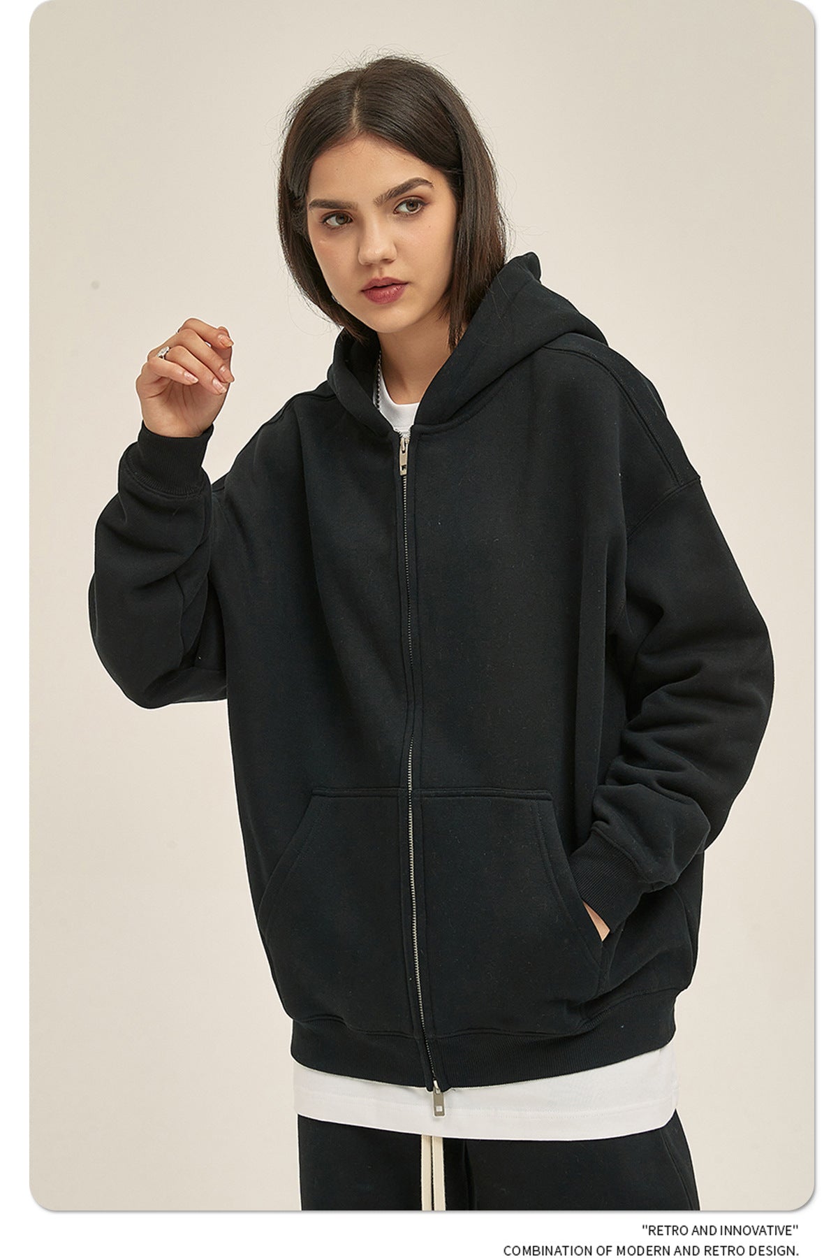 Oversize Heavyweight Zipper Hoodie & Heavyweight Sweatpants Setup WN6640-K
