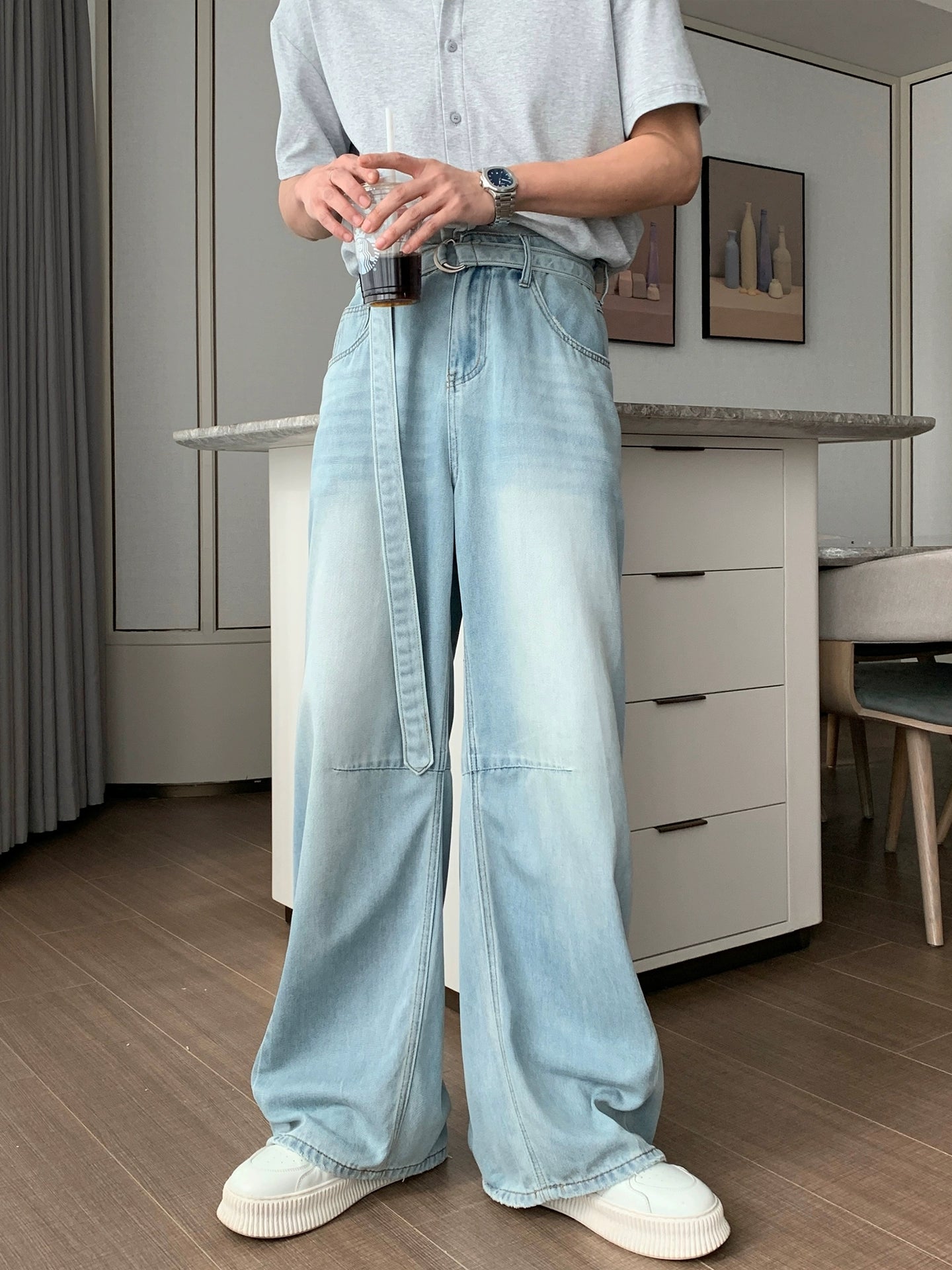 Cooling Straight Wide Leg Denim Jeans WN20461