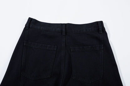 Washed Curved Panel Denim Jeans WN13127