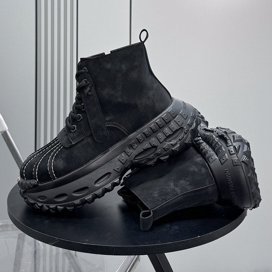 Suede Stitch Detail Chunky Sole Short Boots WN24614