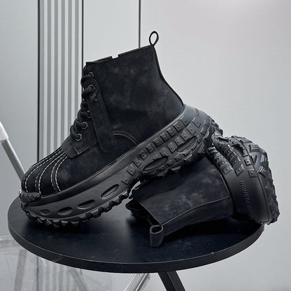 Suede Stitch Detail Chunky Sole Short Boots WN24614