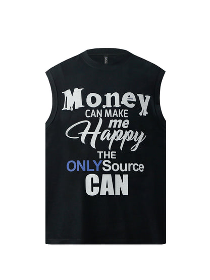 Letter Print Oversize Sleeveless T-Shirt WN26340