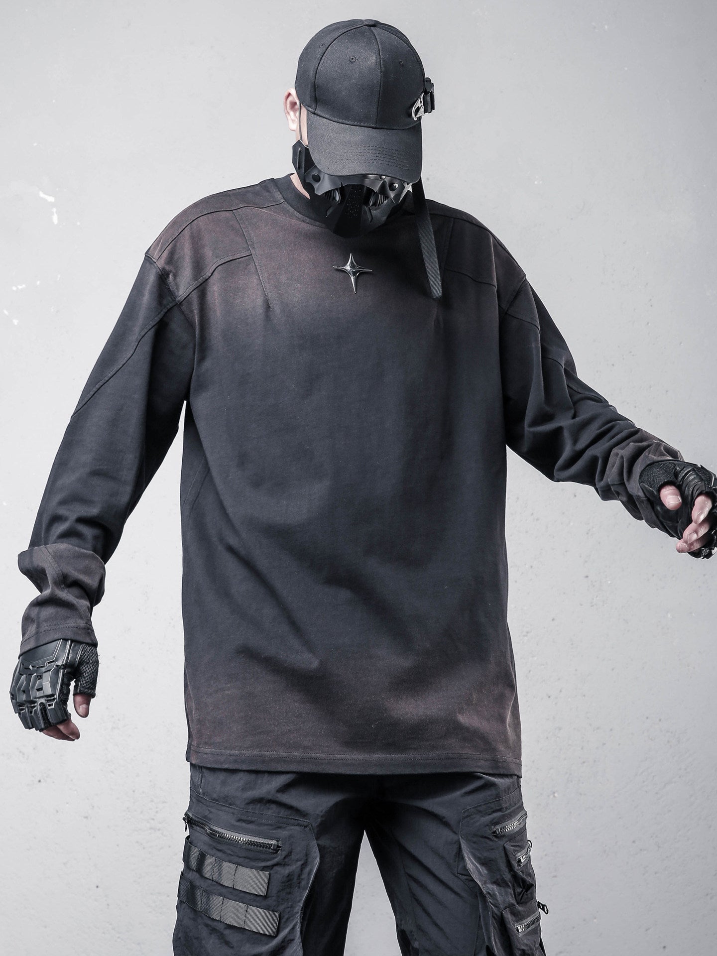 Gradient Structural Oversize Long Sleeve T-Shirt WN22561