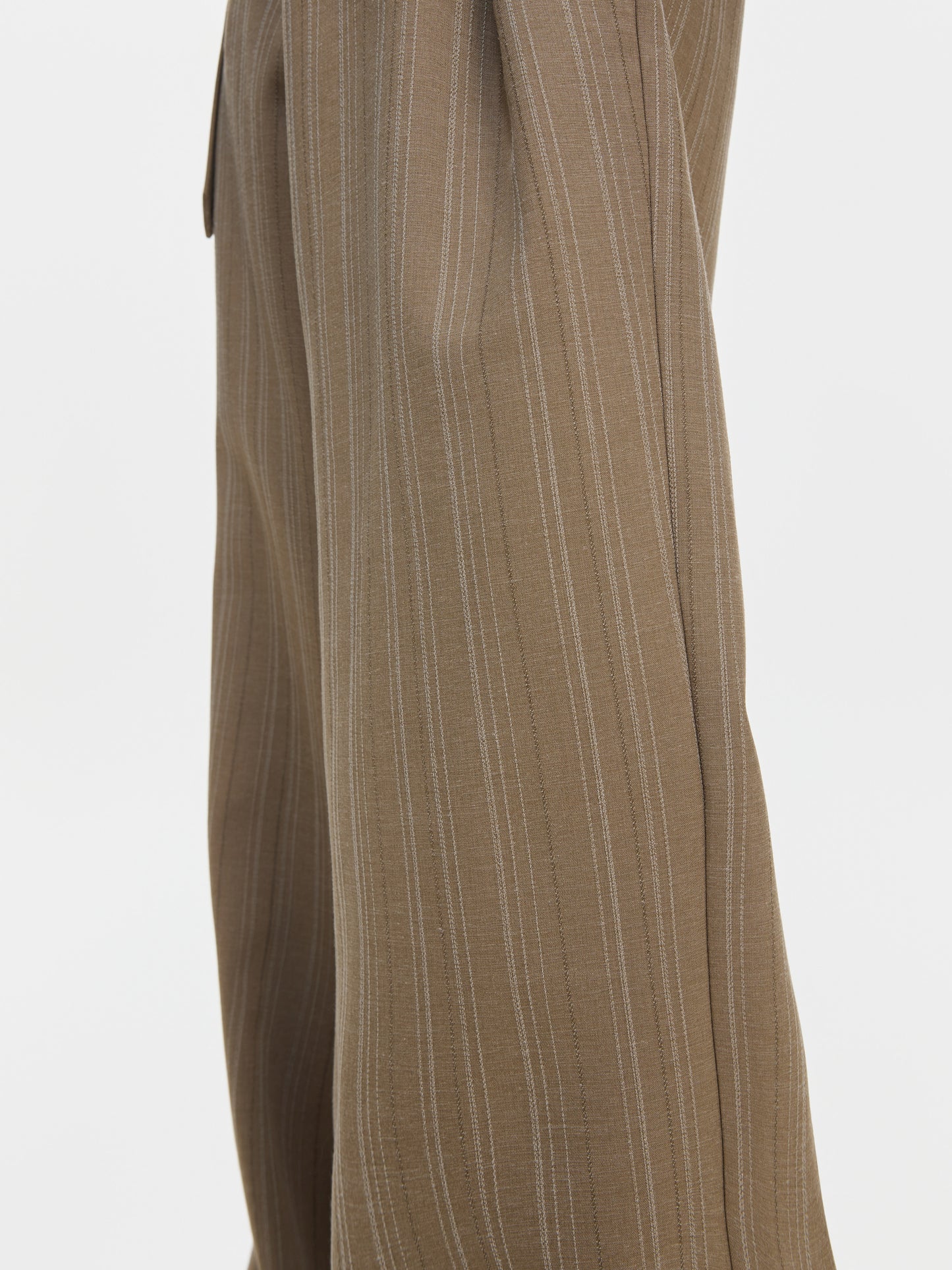 Pleats Stripe High-Waist Belt Straight Trousers WN23317