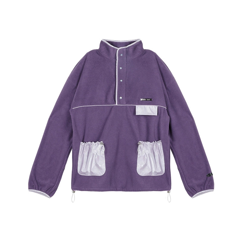 Patchwork Stand Neck Knit Sweater WN18887