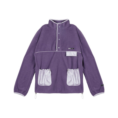 Patchwork Stand Neck Knit Sweater WN18887