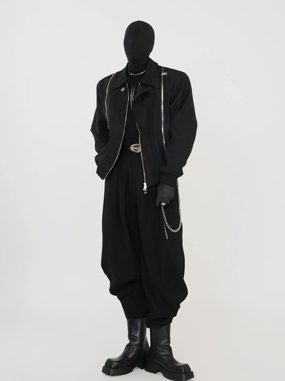 Multi-Zipper Design Shoulder-Pad Jacket WN17285