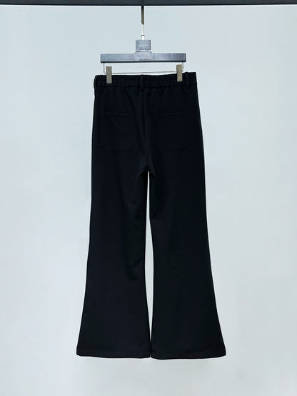 Metal Flower Brooch Fitted Tailored Jacket & Flare Trousers Setup WN23886