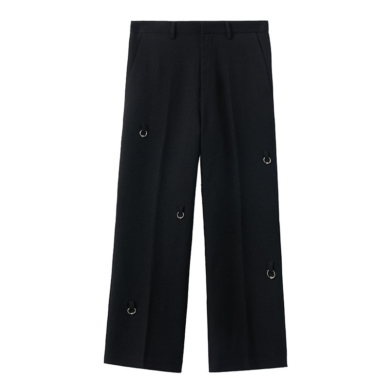 WN27109 Dream Band AW2024 Fall/Winter Punk Straight Round Button Trousers Men's Formal Business Slim Fit Trousers WN27109