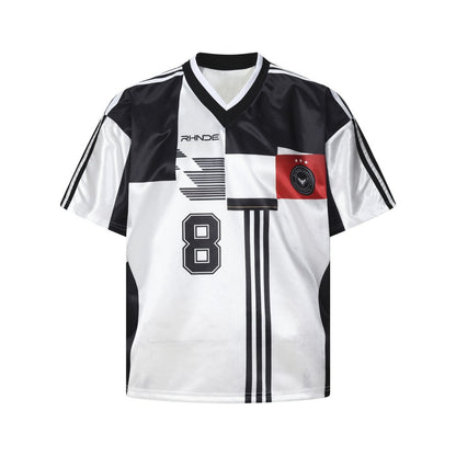 Number Graphic Contrast Stripe Short Sleeve T-Shirt WN27990