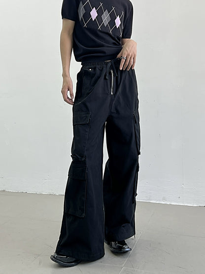 Multi-Pocket Wide-Leg Cargo Denim Pants WN11648