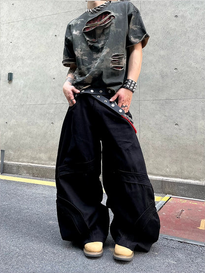 Vintage Style Wide Leg Long Cargo Pants WN18846