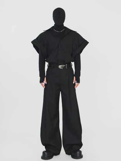 Wide Cuff Design Short Sleeve Shirt WN17378