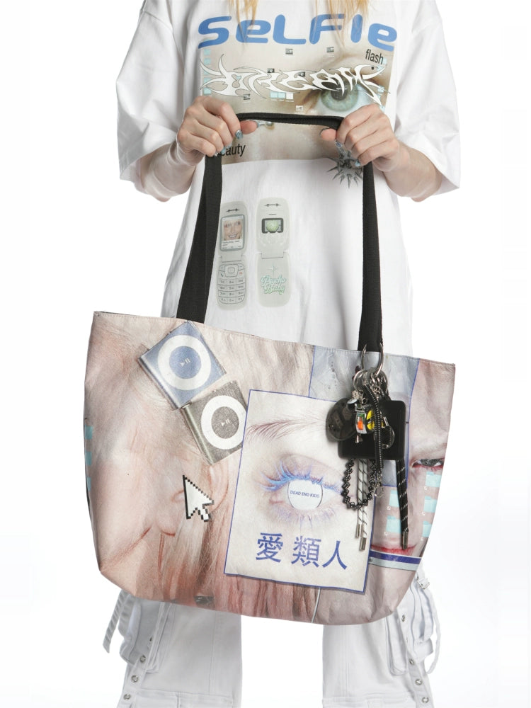 Graphic Print Tote Bag WN22248
