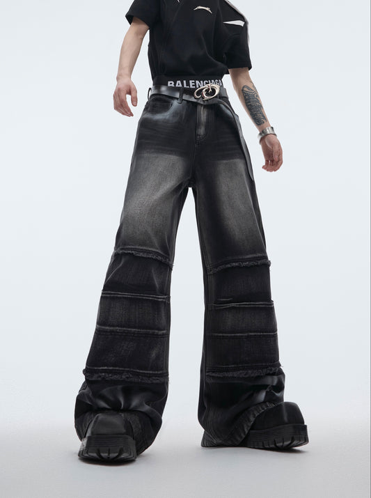 Raw-edge Pleats Design Denim Jeans WN5593