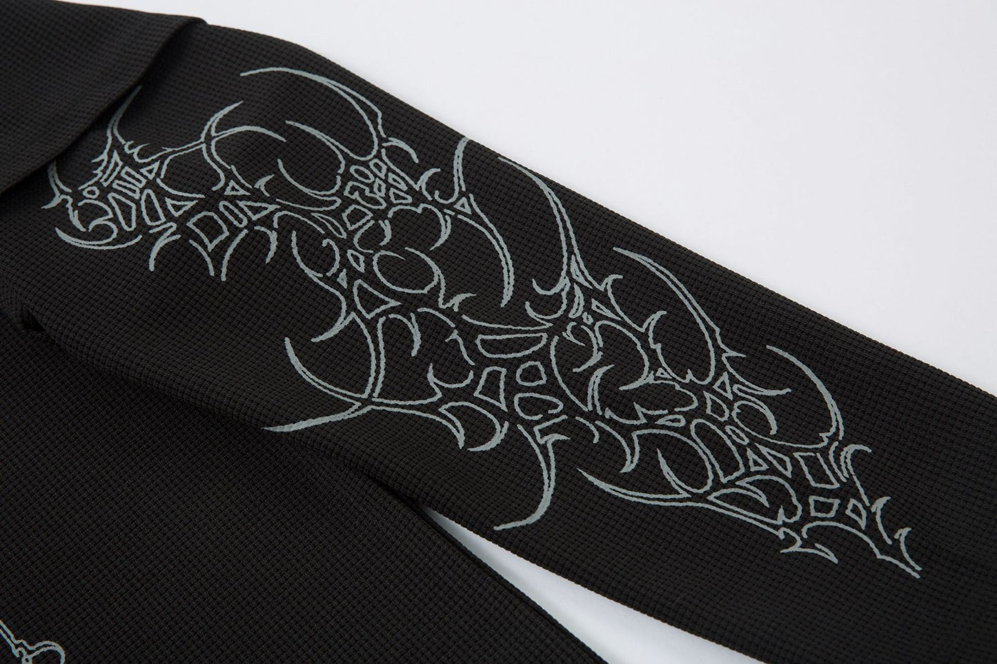 Graffiti Print Fake Layered Waffle Long Sleeve T-Shirt WN25925