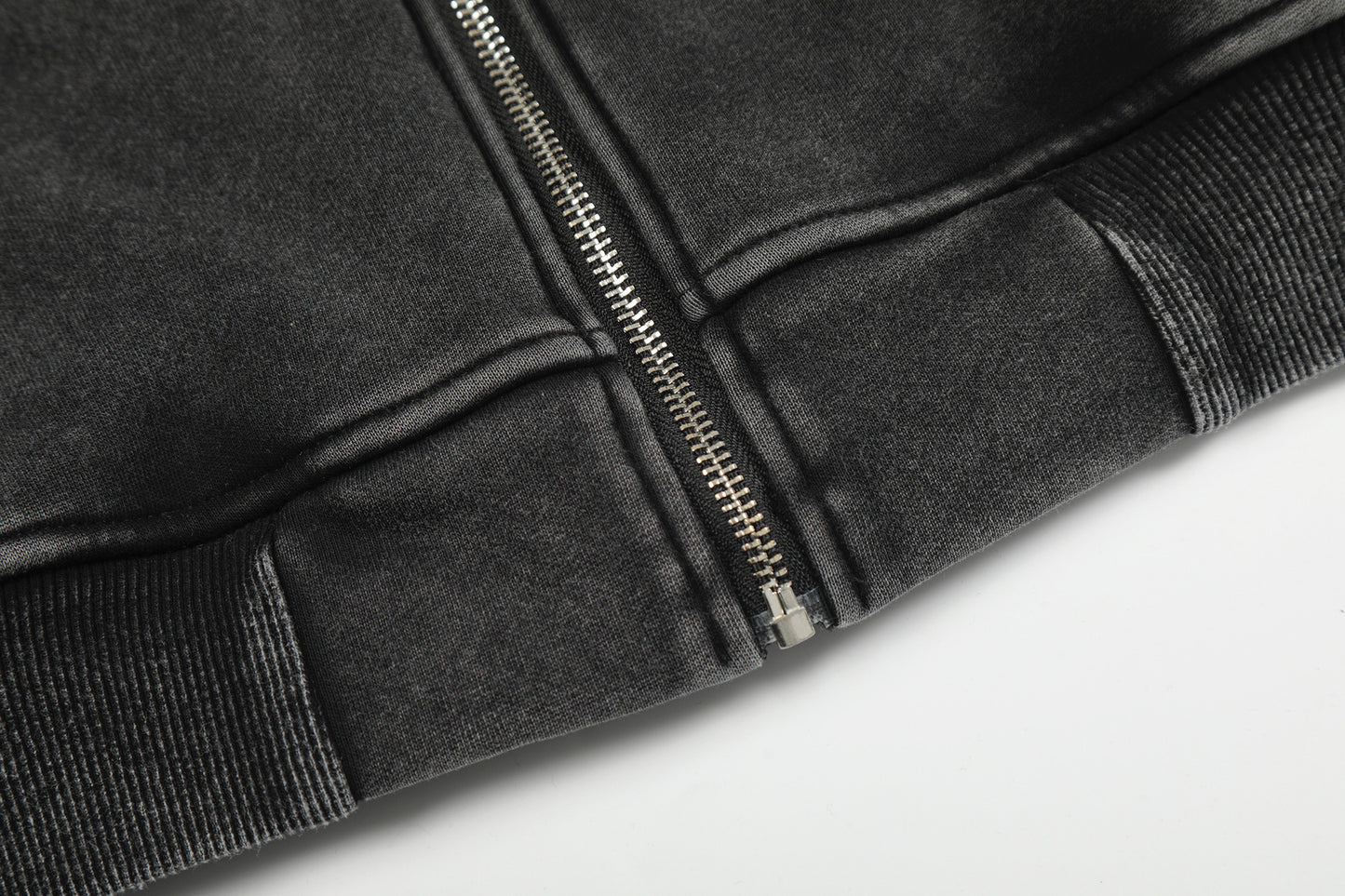 Washed Patch Logo Print Zipper Hoodie WN25763