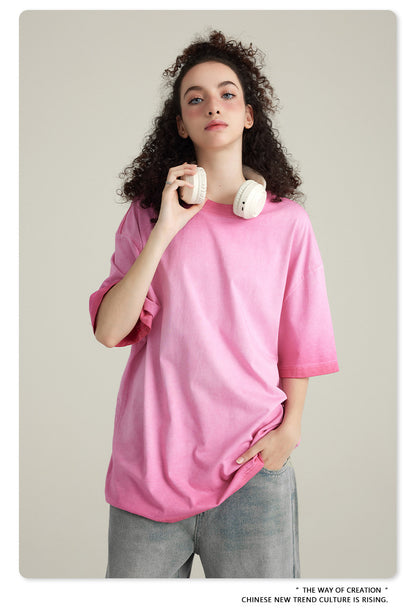 Washed Gradient Pure Cotton Sleeveless T-Shirt WN6075