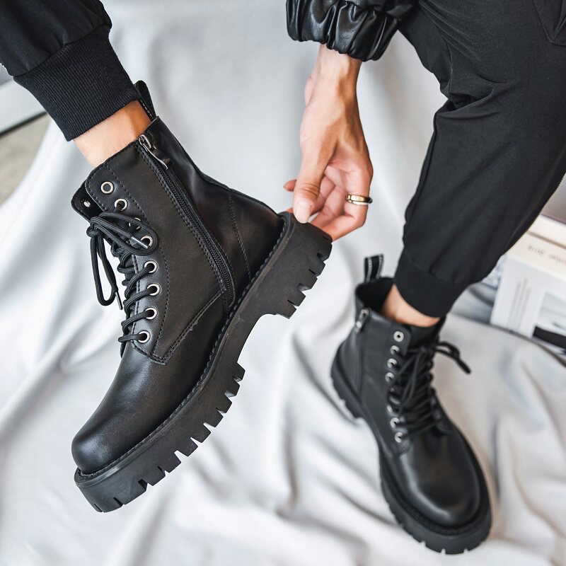 Chunky Lug Sole Platform Lace-Up Zipper Boots WN24559