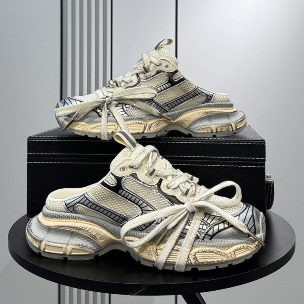 Metallic Panel Rope Lace Slip-On Shoes WN24630