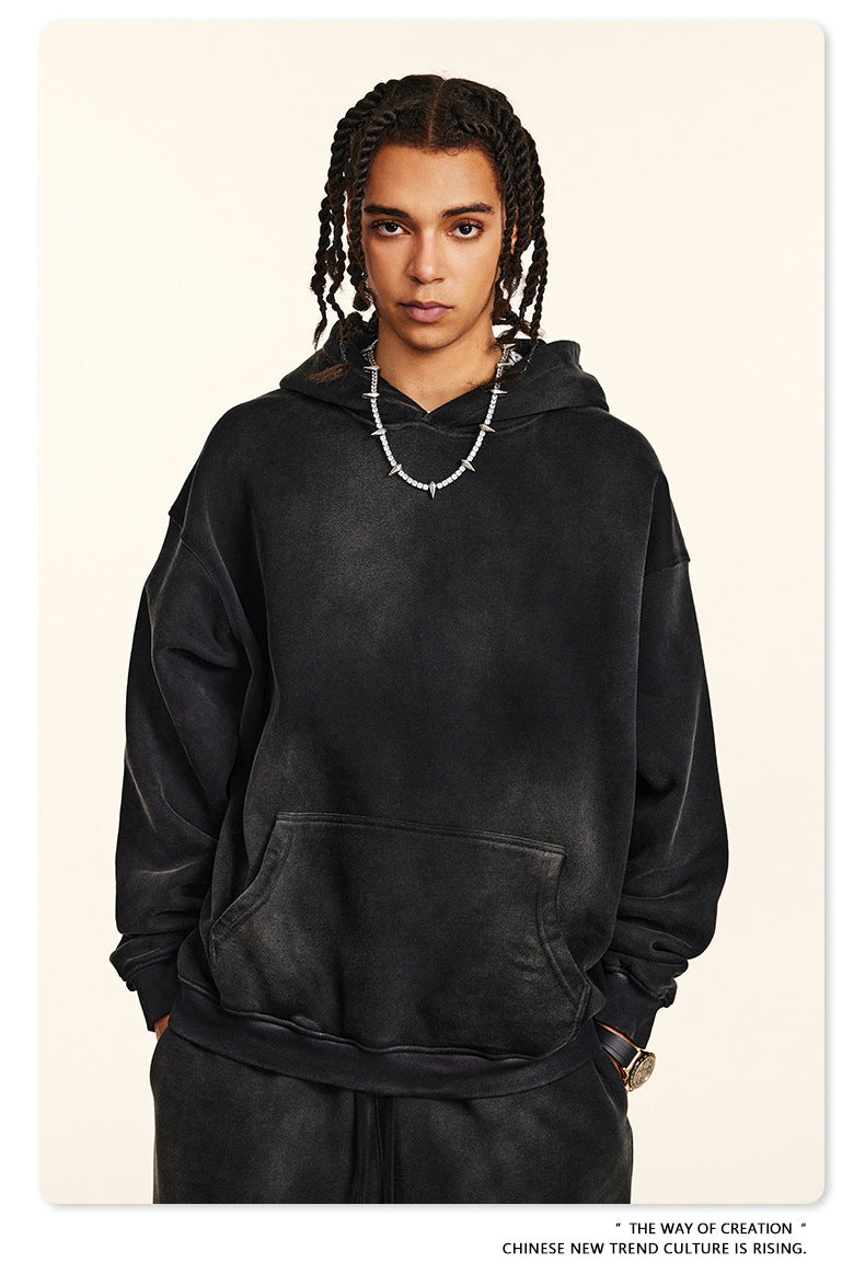 Oversize Fleece Lining Washed Pullover Hoodie WN9924