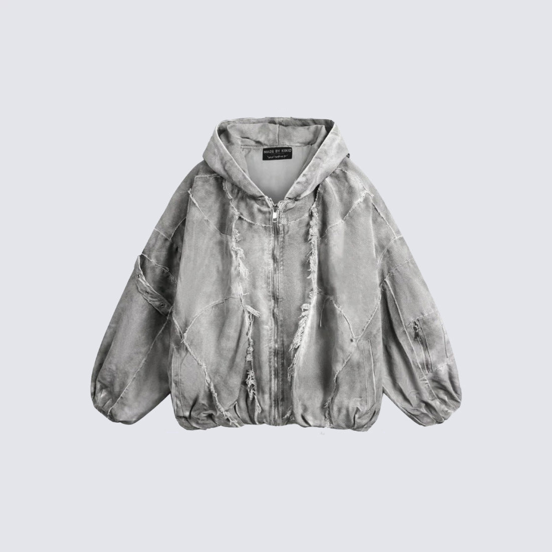 Washed Graphic Pocket Detail Hooded Jacket WN27967