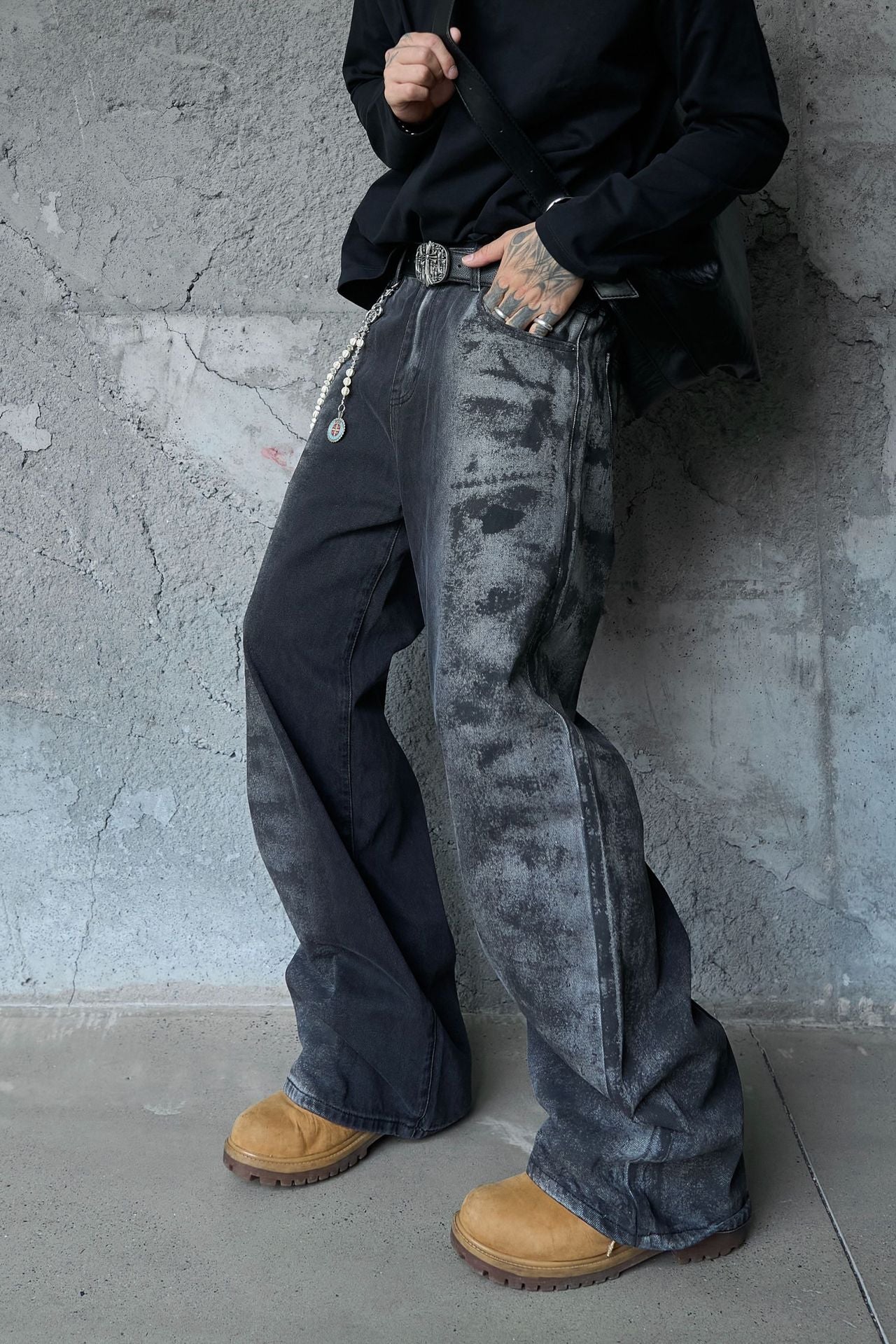 Washed Wide Leg Denim Jeans WN25408