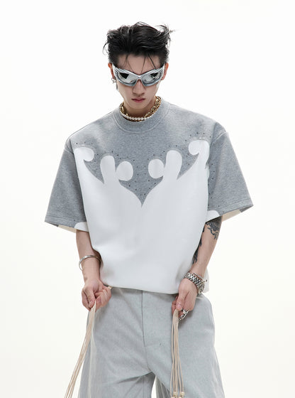 Patchwork Rhinestone Short Sleeve T-Shirt WN18350