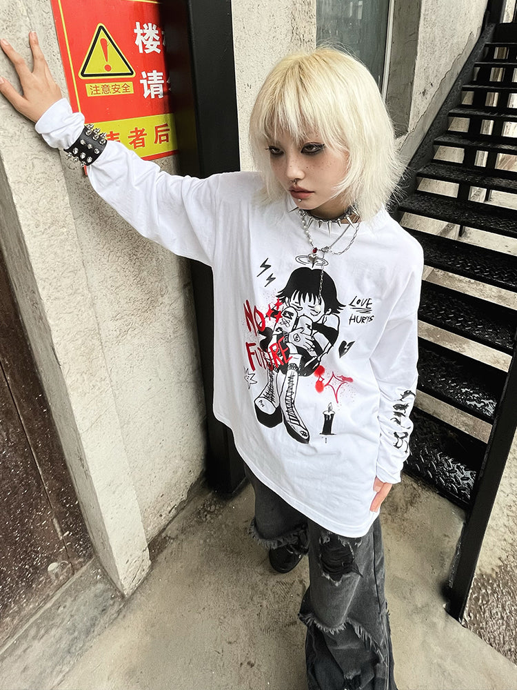 Anime-Inspired Oversize Long Sleeve T-Shirt WN15978