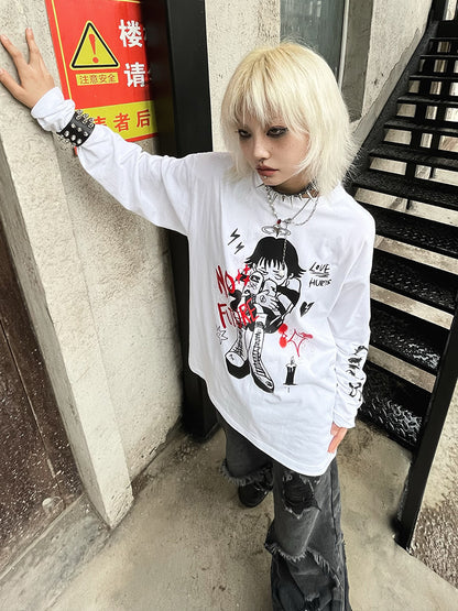 Anime-Inspired Oversize Long Sleeve T-Shirt WN15978