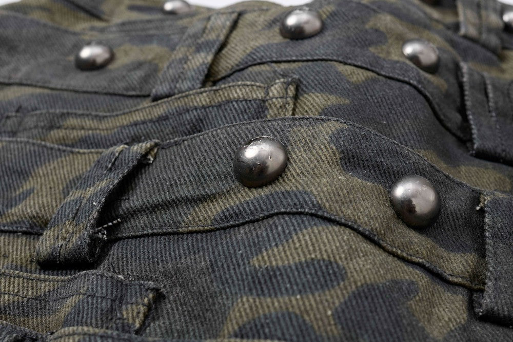Camouflage Cargo Pocket Wide Leg Denim Jeans WN28009