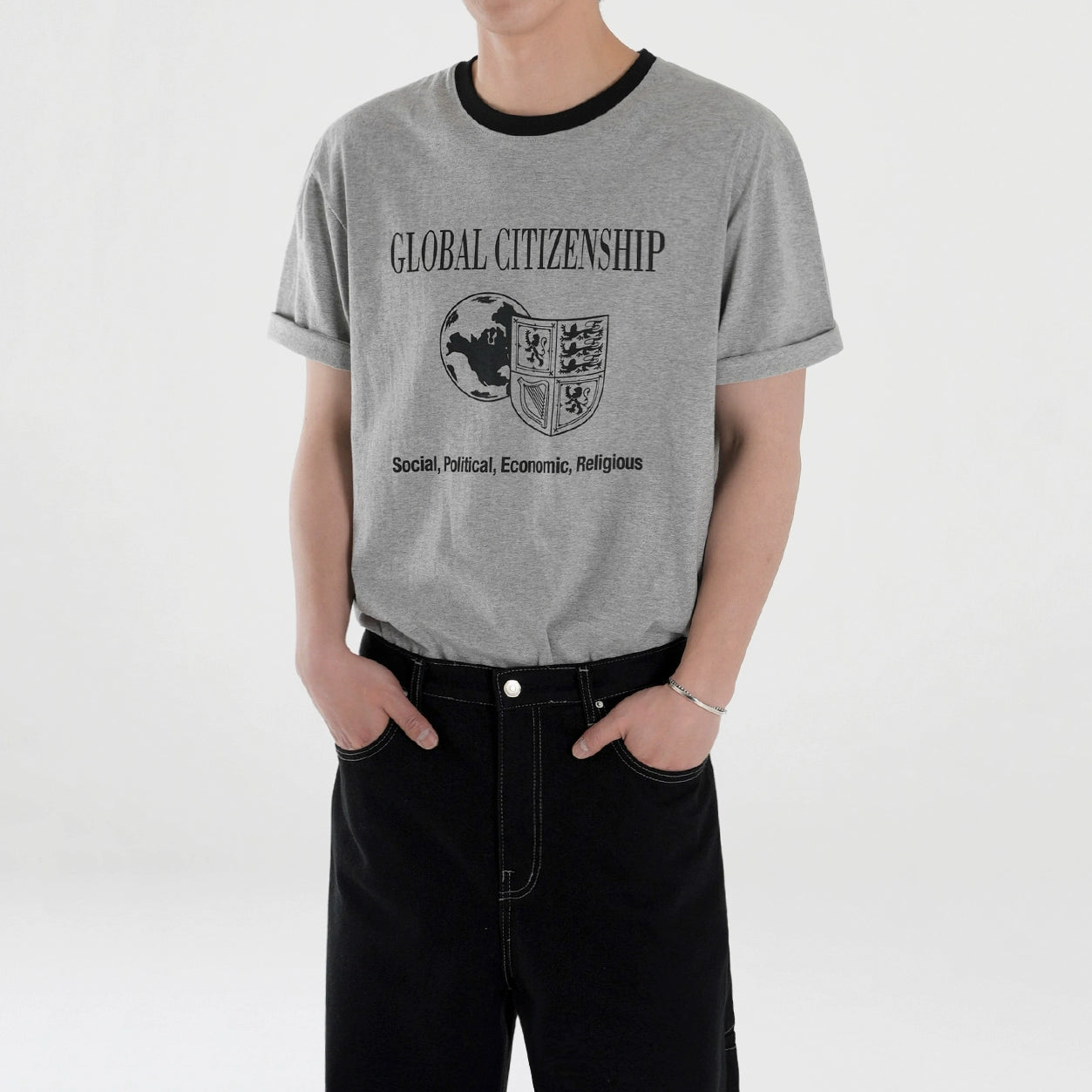 Colorblock Graphic Letter Print Oversize Short Sleeve T-Shirt WN20295