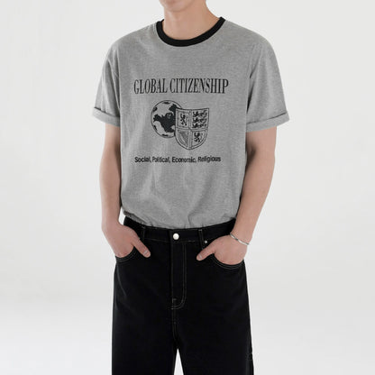 Colorblock Graphic Letter Print Oversize Short Sleeve T-Shirt WN20295