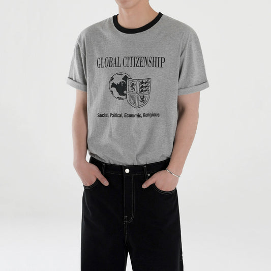 Colorblock Graphic Letter Print Oversize Short Sleeve T-Shirt WN20295