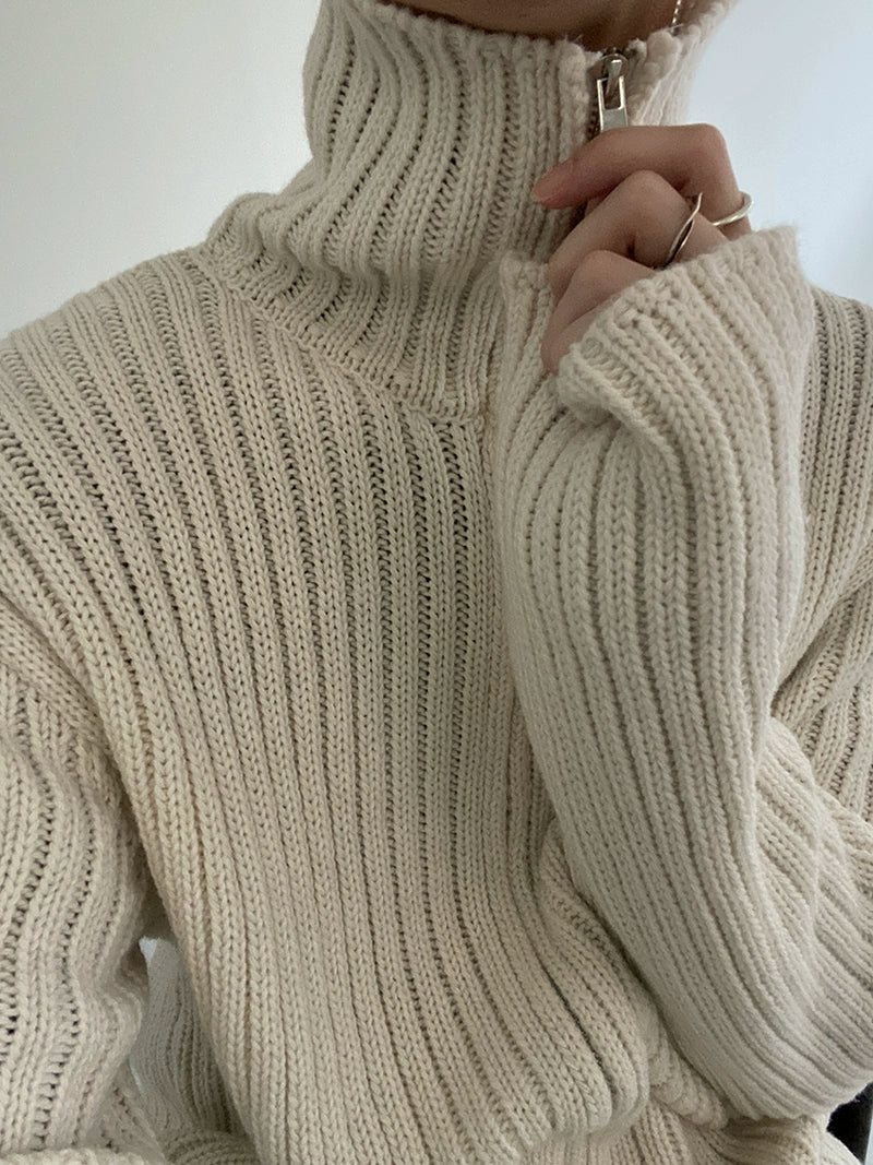 Zipper High-Neck Knit Cardigan WN21662