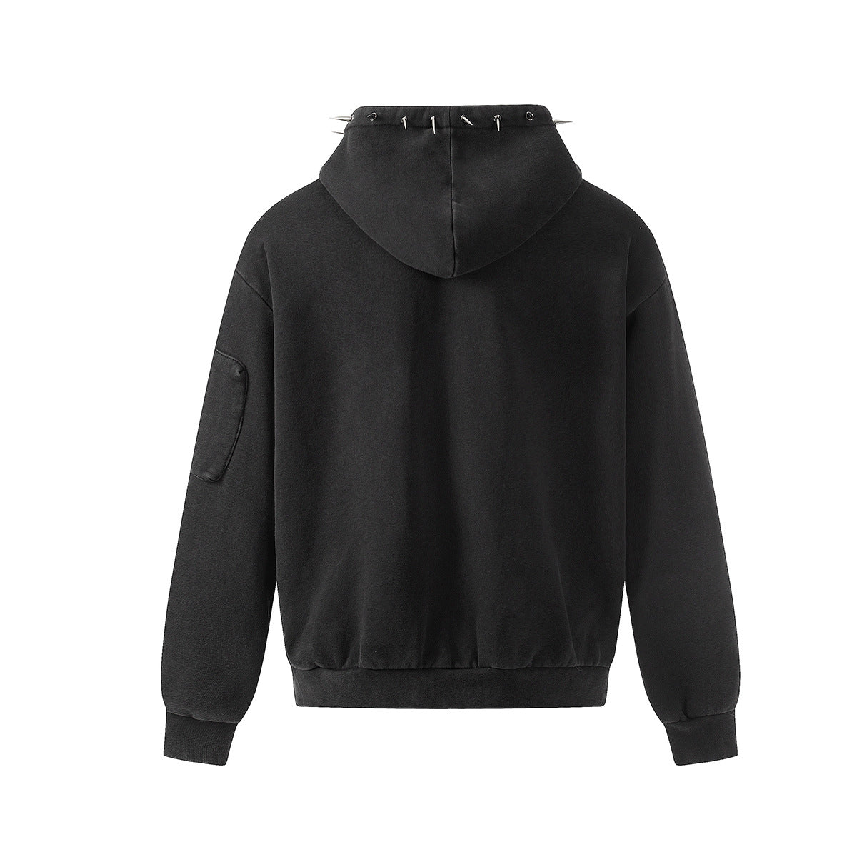 Washed Studs Zipper Hoodie WN23045