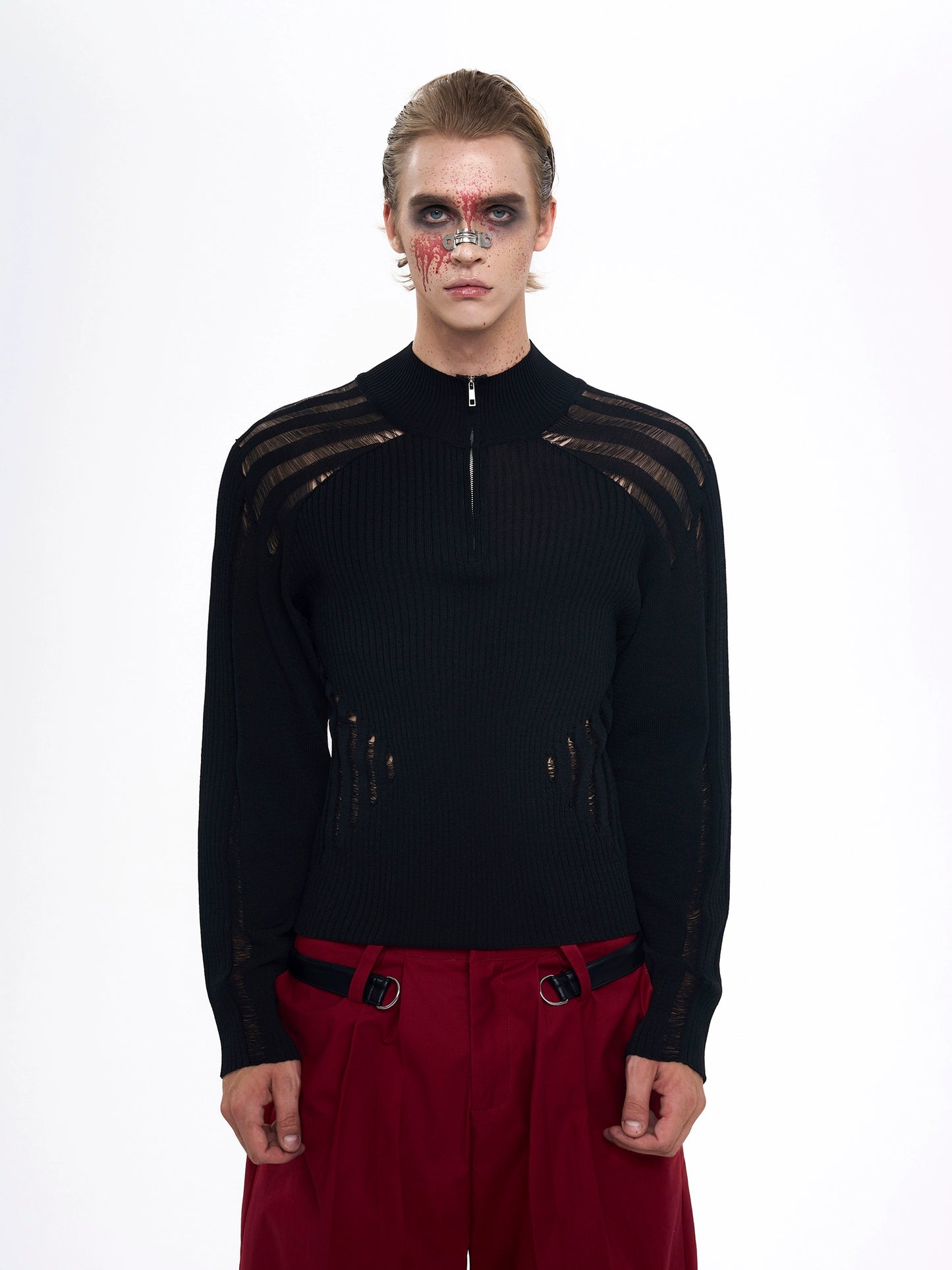 See-Through High-Neck Knit Sweater WN20386