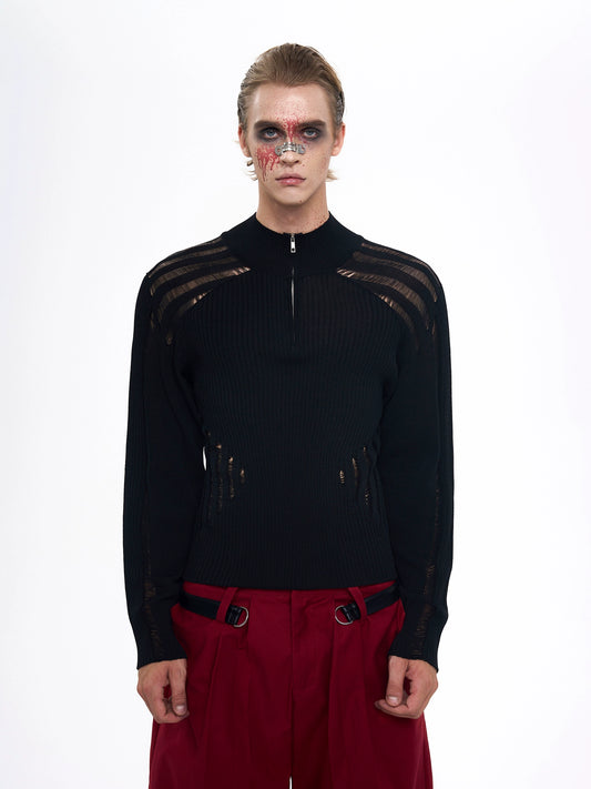 See-Through High-Neck Knit Sweater WN20386