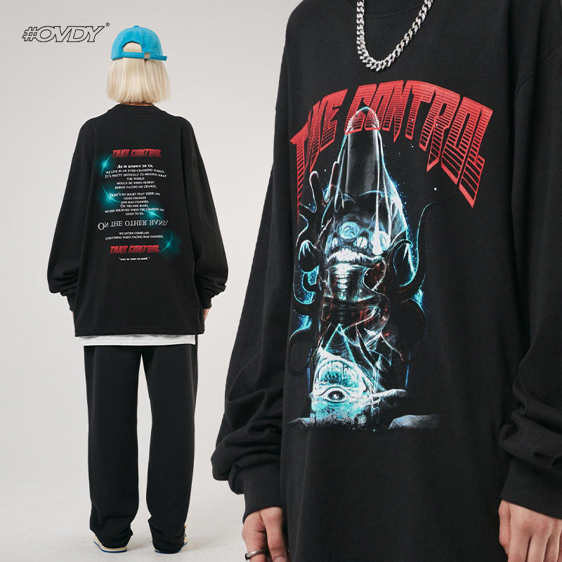 Creative Print Oversize Long Sleeve T-Shirt WN12456