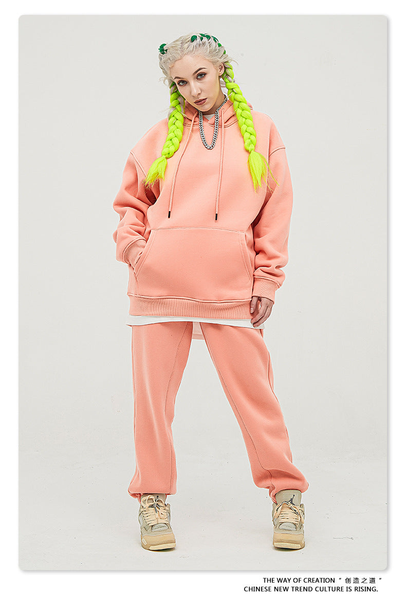 Fleece Lining Oversize Hoodie & Fleece Lining Sweatpants Setup WN9931-K2