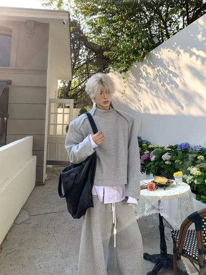 Standing-Neck Zipper Design Pullover Sweatshirt WN19911