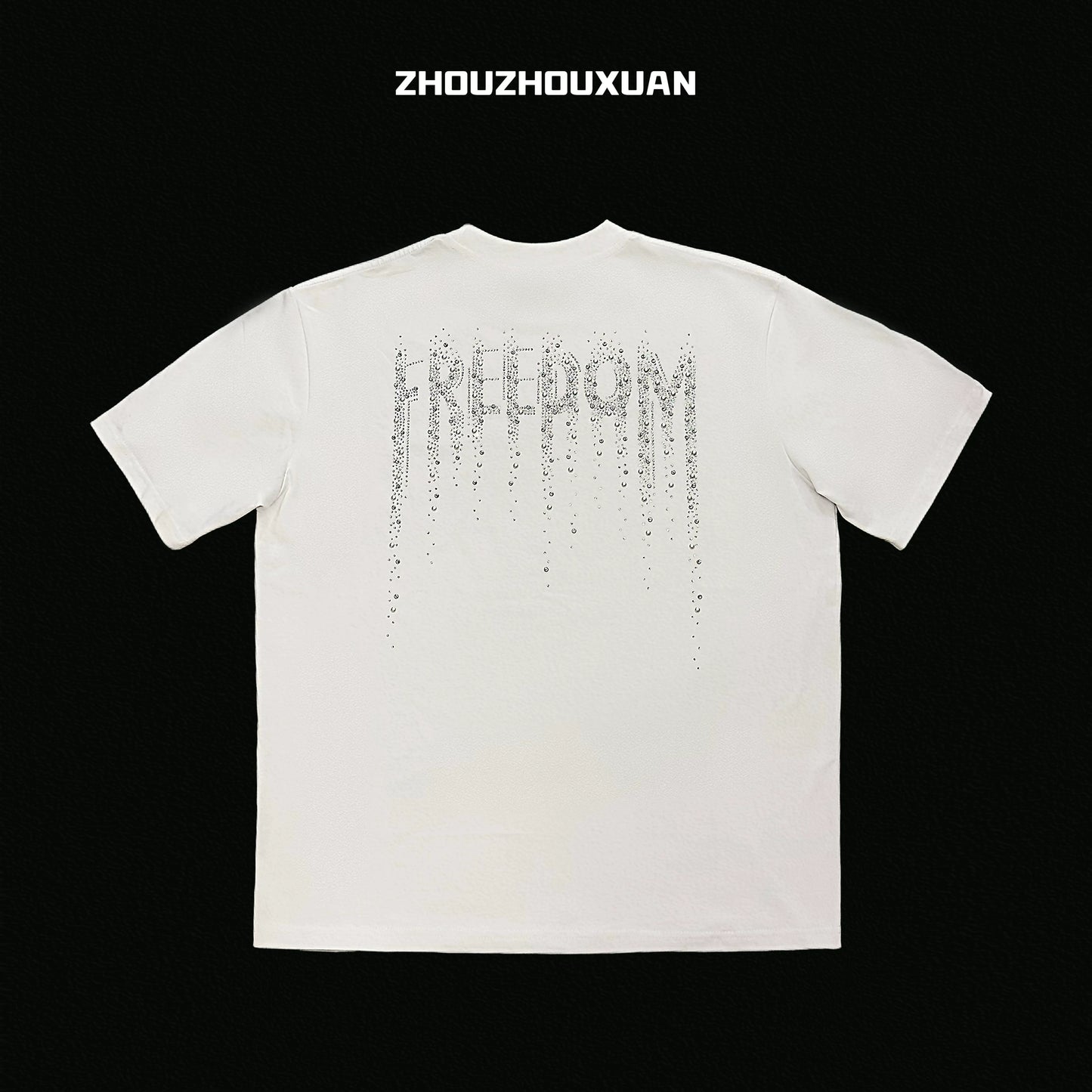 Rhinestone Pearl Letter Short Sleeve T-Shirt WN20697