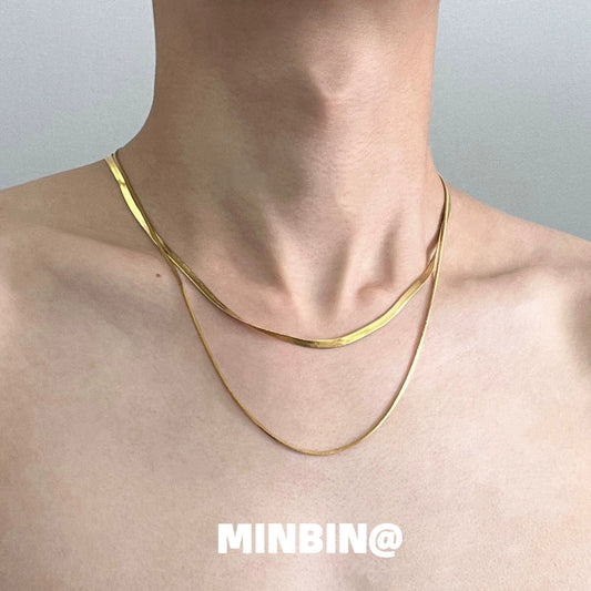 Double Layer Snake Bone Titanium Steel Necklace WN19234