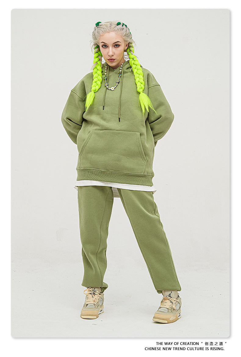 Fleece Lining Oversize Hoodie & Fleece Lining Sweatpants Setup WN9931